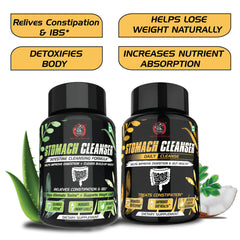 STOMACH CLEANSER KIT- Intestine Detox + Daily Cleanse (2 Ayurvedic Supplements) | Probiotic Soluble Fiber Combo For Instant Colon Detox & Daily Bowel Movement | 100% Natural